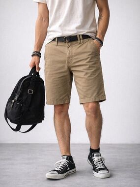 Billabong Skater Chino Bermuda Shorts Cotton Stretch Tan Sz 32